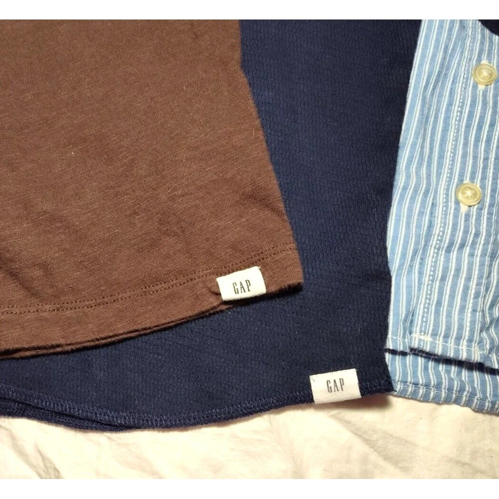 Baby Gap Boys Sz 4 Long Sleeve Shirt Lot Button‎ Down Pink Stripe Solid Navy 3pc